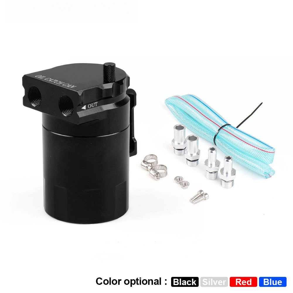 

Universal Aluminum Oil Catch Can for Car Modification - Flat Head & Cylinder Design, Secondary Intake Exhaust Gas Filter