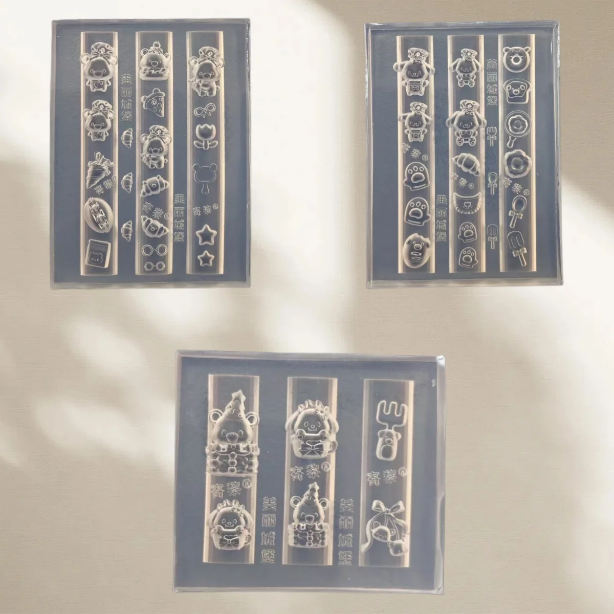 Moule à ongles 3D en Silicone, cuisine, mignon animal de compagnie, ours, chien, gâteau, crème glacée, Dessert, modèle Transparent, bricolage, Design, décoration Nail Art