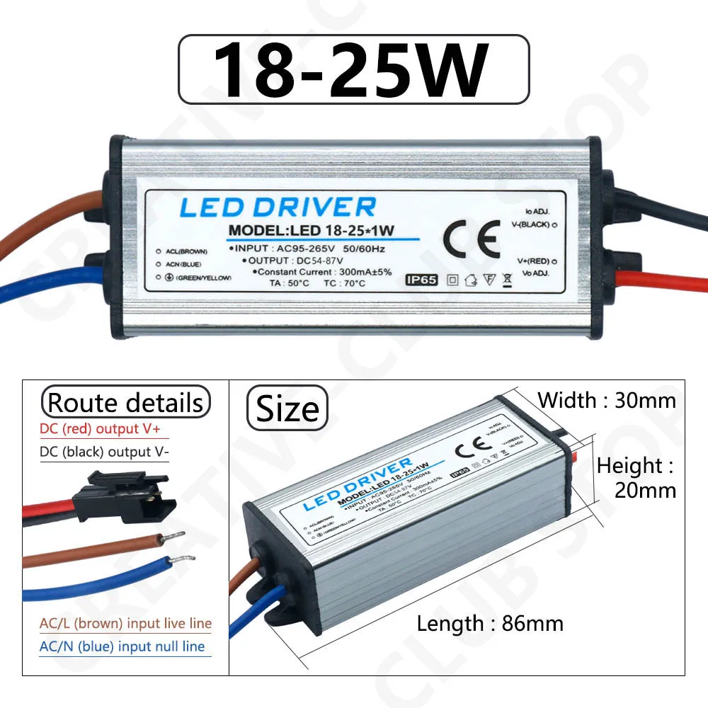 Imagem -06 - Impermeável Led Transformador Adaptador Driver Ip65 Fonte de Alimentação para Luz do Painel 13w 47w 812w 12-18w 1825w 25-36w Ac85v-265v