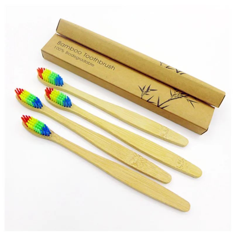 50pcs Colorful Natural Bamboo Toothbrush Set Soft Bristle Charcoal Teeth Whitening Bamboo Toothbrushes