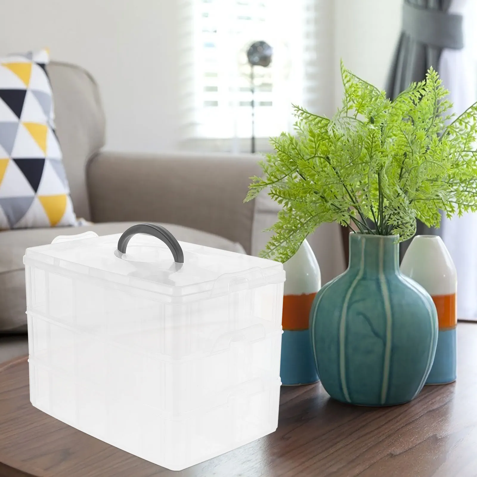 

Plastic Storage Box for Beads Socks Jewelry Craft Containers Portable Compact Organizers Bathroom Bins Tidy Room