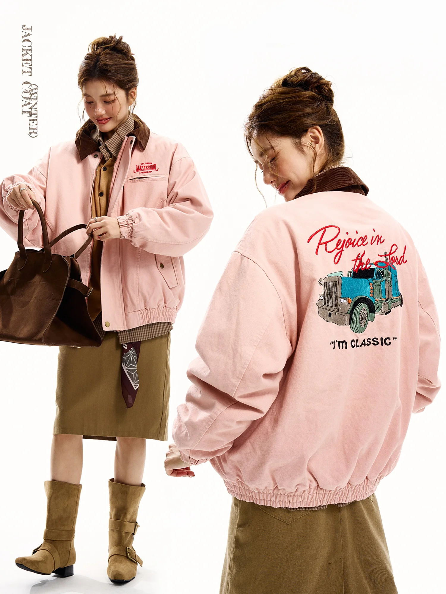 

Зимнее женское хлопковое пальто Damon Island в американском ретро-стиле с вышивкой на лацканах, утепленное, свободного кроя, стройнящее