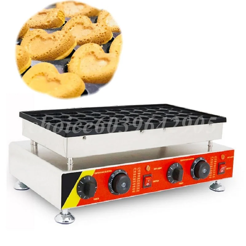 

Commercial Small Heart Shape 50pcs Waffle Making Machine Cake Baker Machine Portable Bread Pancake Poffertjes Dorayaki Maker