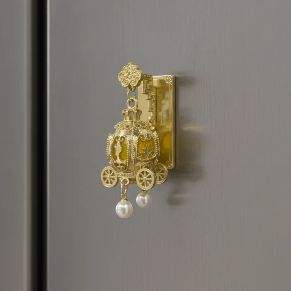 3D Glowing Lantern Fridge Magnet Retro Openwork Design Chinese Architecture Fridge Magnet with Faux Pearls Metal