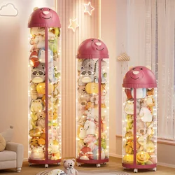 Doll Storage Bucket Transparent Storage Tube with zipper for Children's Toy Box Doll Storage Container Cylinder Rotation