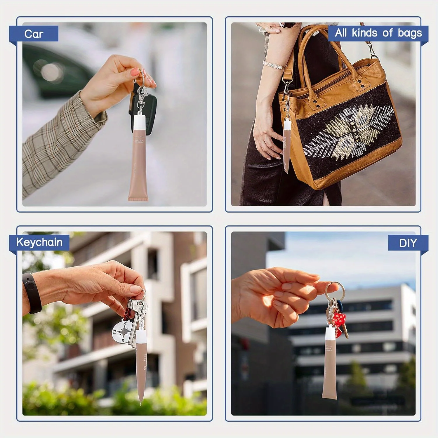 2 قطعة سلسلة المفاتيح غطاء أحمر الشفاه المفاتيح ، غطاء المفاتيح متوافق مع أحمر الشفاه ، حامل سلسلة المفاتيح المحمولة