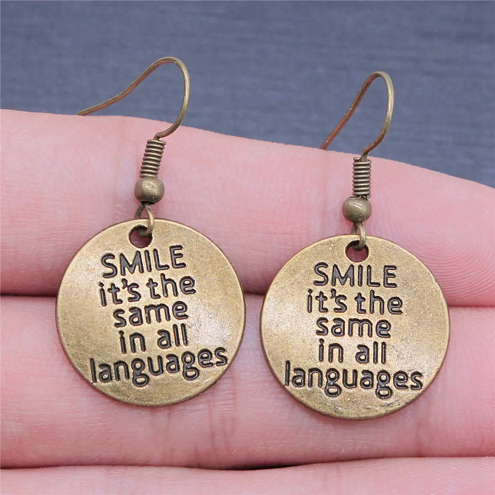 Om Peace Tag Chinese Drop & Dangle Earring Ladies' Jewellery Biz Trend Fittings