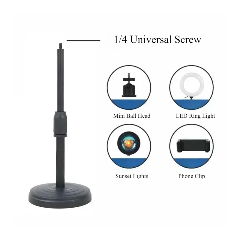 Universal 1/4 Screw Extend Tripod Light Stand Photography Light Bracket With Phone Holder for Phone LED Video Light Lamp