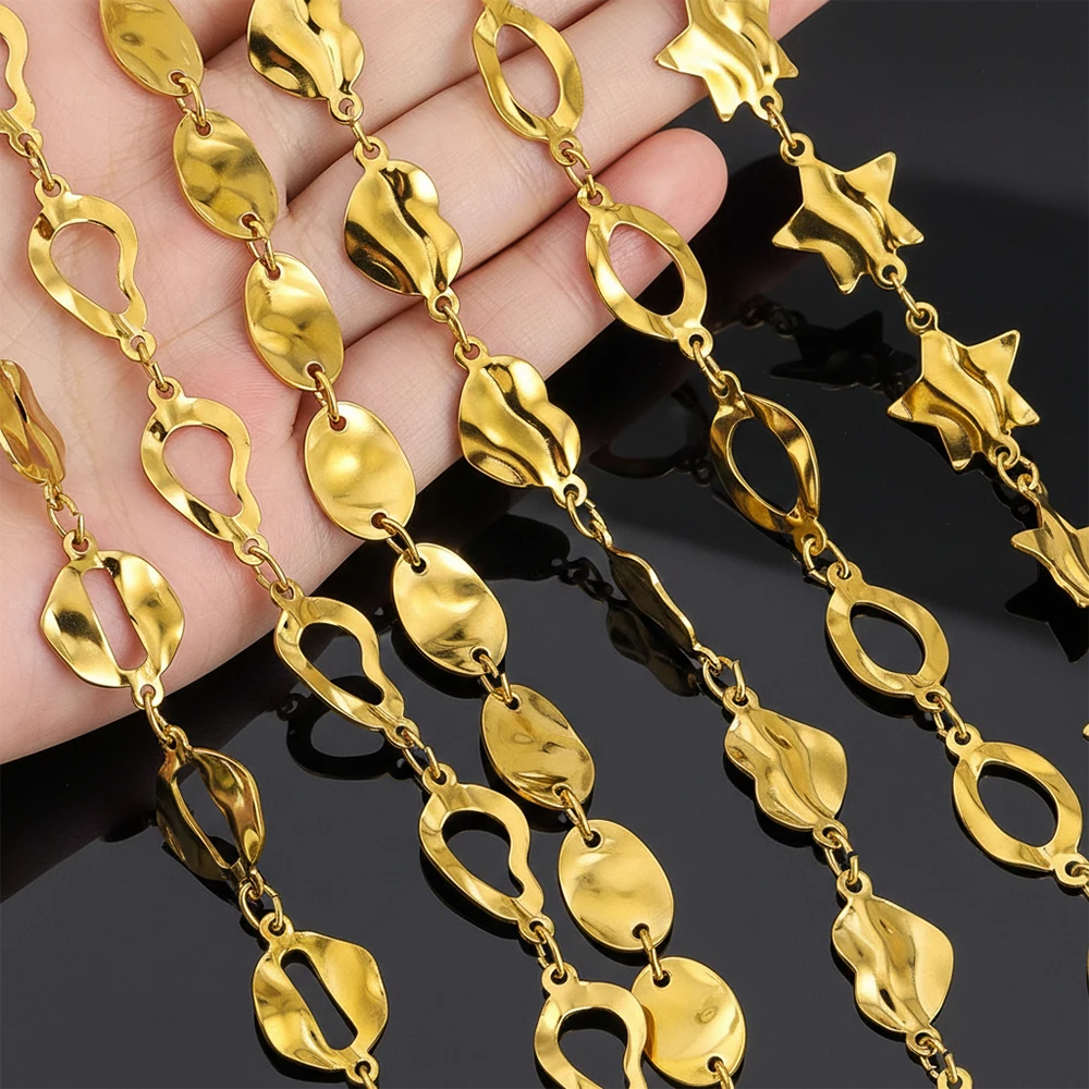 

1Meter Stainless Steel Chains Golden Heart Butterfly Oval Link Chains for DIY Jewelry Making Women Necklaces Bracelets Wholesale