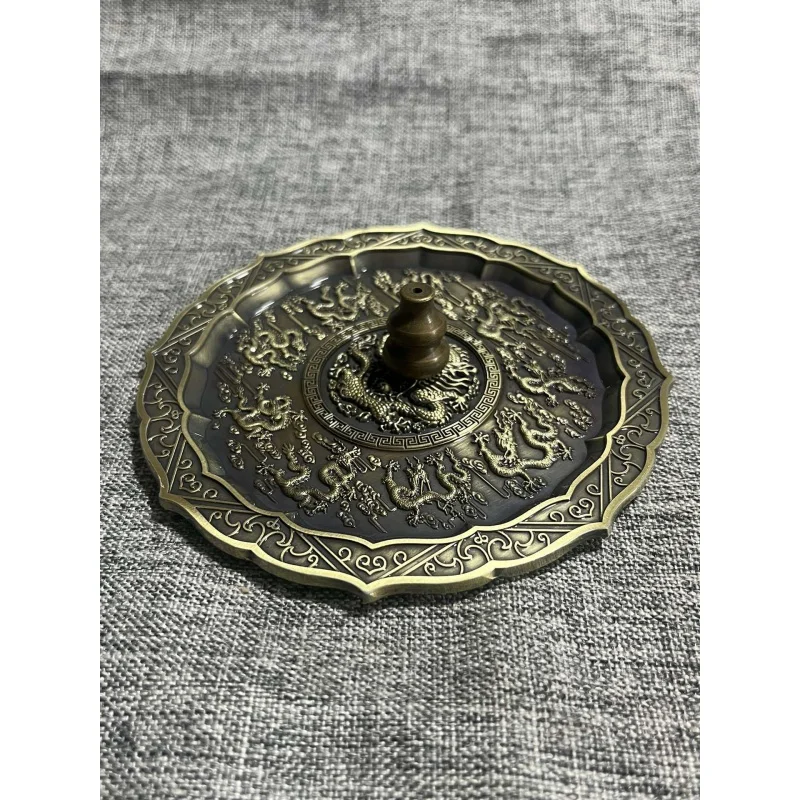 Antique Bronze Collection Retro Kowloon Censer with Small Calabash Incense Holder Pangu Dragon Plate