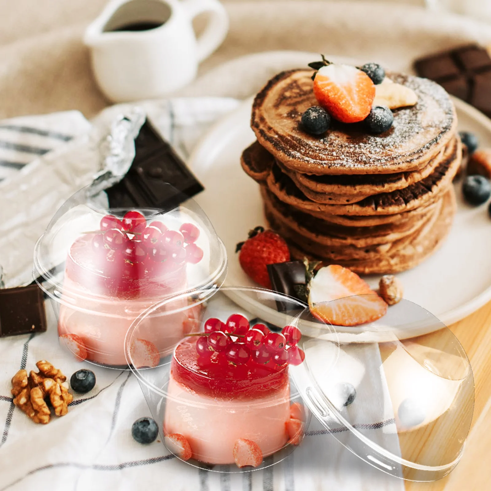 

25Sets Clear Cups for Dessert Semi Sphere Lid Disposable Plastic Cake Ice Cream Fruit Plastic Cups with Lids Clear