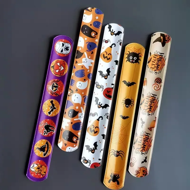 Halloween Clap Ring Bracelet Multi Type PVC Funny Slap Bracelets Sturdy Christmas Celebration Supplies Festival Party Props Gift