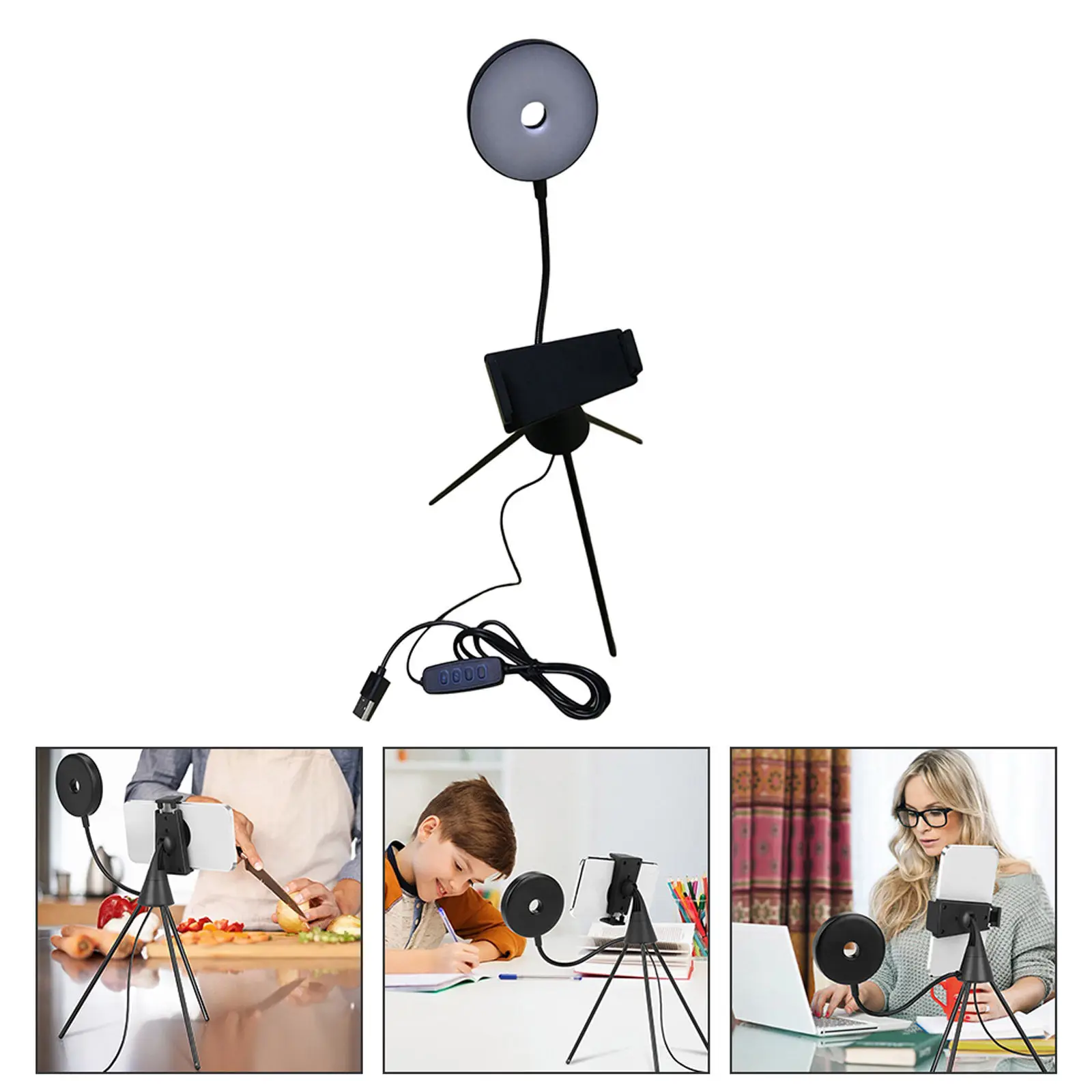 

1Pcs LED Fill Light Adjustable 3 Colors 360 Rotatable for Selfie Live Streaming Photography Makeup Video Recording