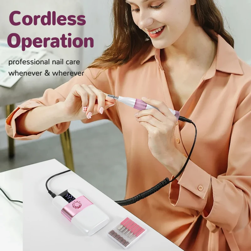 Upgraded Portable Electric Nail Polisher 15000 RPM Nails Grinding Polishing Machine USB Charge Manicure Drill 12 Sanding Heads