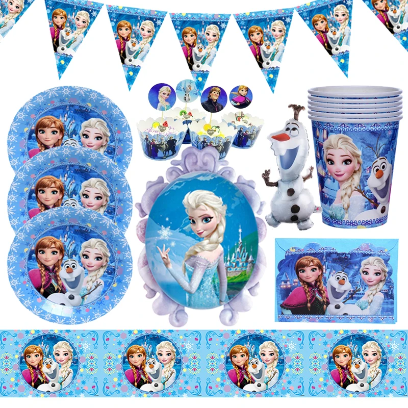 Disney Frozen Anna and Elsa Princess Theme Party Decor Disposable Plates Baby Shower Kid Favor Birthday Party Tableware Supplies