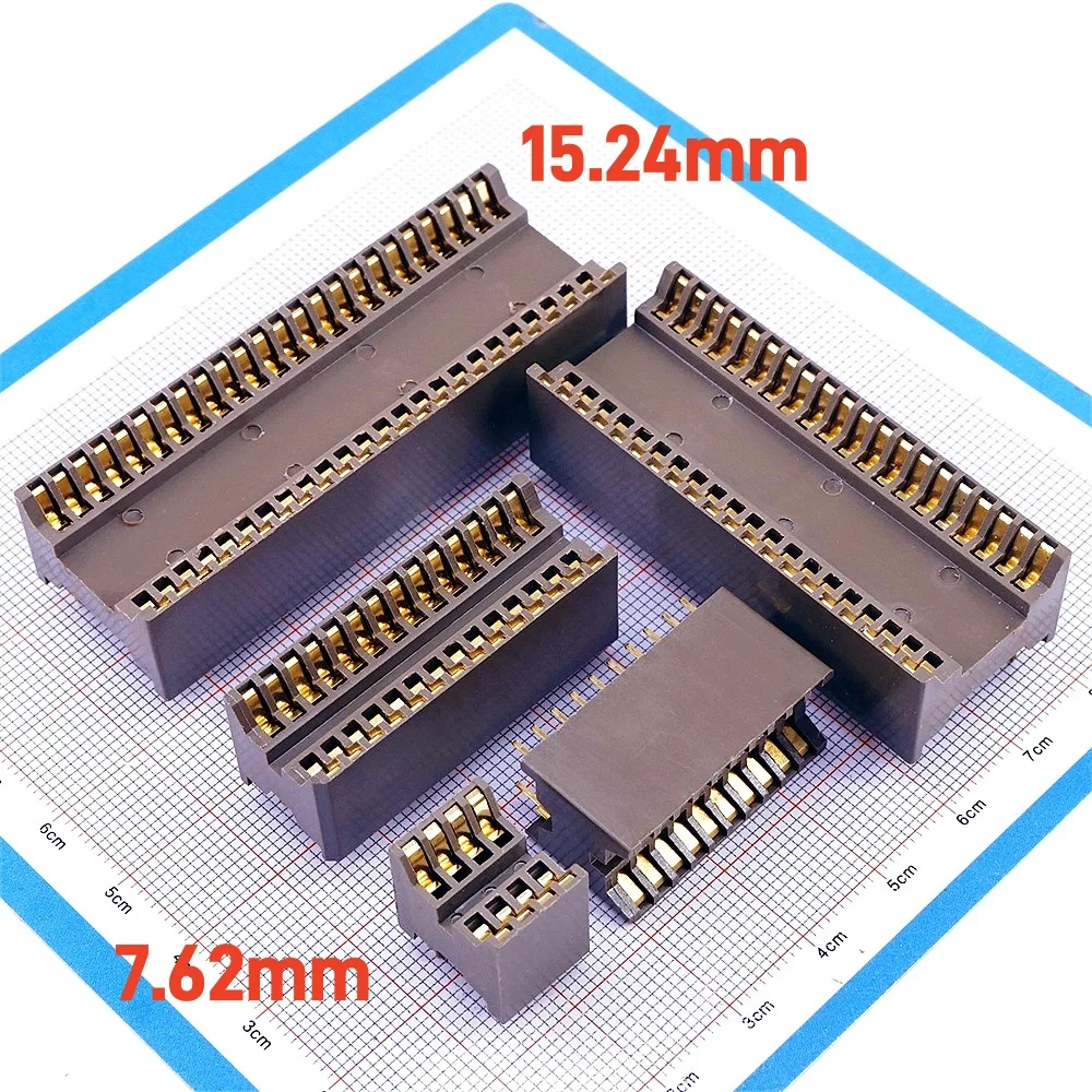 2pcs Burn In Socket DIP 2.54 mm Pitch 6 8 12 14 16 18 20 24 28 32 40 48 Pin Gold plate IC Test Socket Through Hole Dual Row