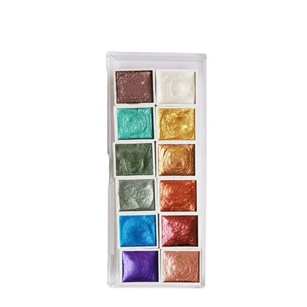Imagem -01 - Handmade Pearlescent Tintas Aquarela Sólida Mineral Sólido Glitter Água Cor Grupo Ouro Colorido handmade pearlescent tintas aquarela solida mineral solido glitter agua cor grupo ouro colorido 01