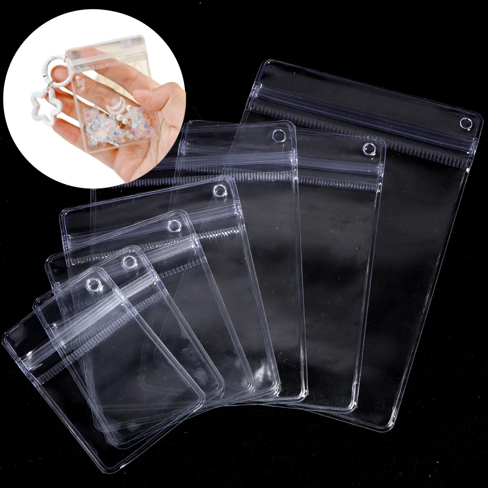 20Pcs/Lot PVC Plastic Self Sealing Bag Dustproof Transparent Zip Lock Bags With Hanging Hole for Ornament Gift Packaging Pouches