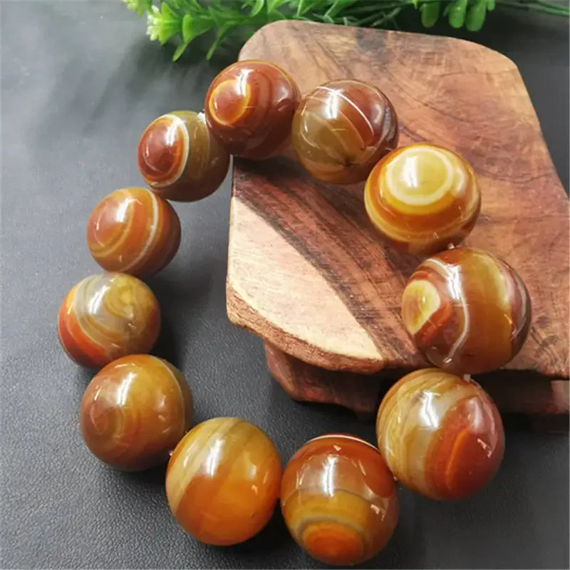 

Warring States Red Sardonyx Agate 20mm round Beads Bracelet Men