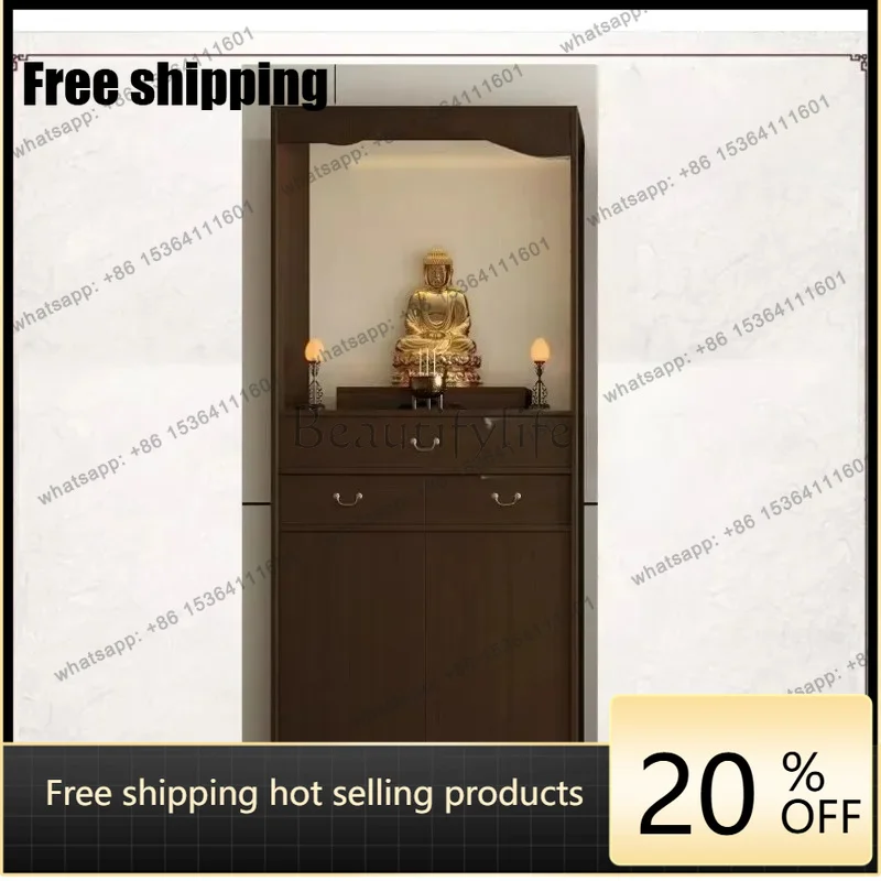 Solid Wood Buddha Shrine Clothes Closet Altar Chinese Shrine Altar Simple Retro God Of Wealth Cabinet