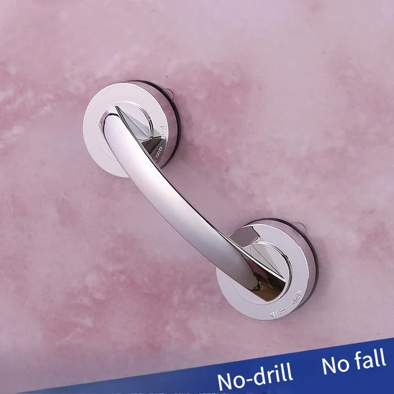 Anti-slip Handrail with Suction Cup No Drilling Shower Handle Offers Safe Grip for Safety Grab in Bathroom Bathtub Glass Door