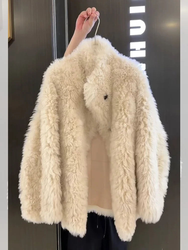 Cappotto di pelliccia bianco ecologico da donna Faion coreano Sle Small Fragrance Top in pelle e pelliccia intercati dal vento per l'autunno