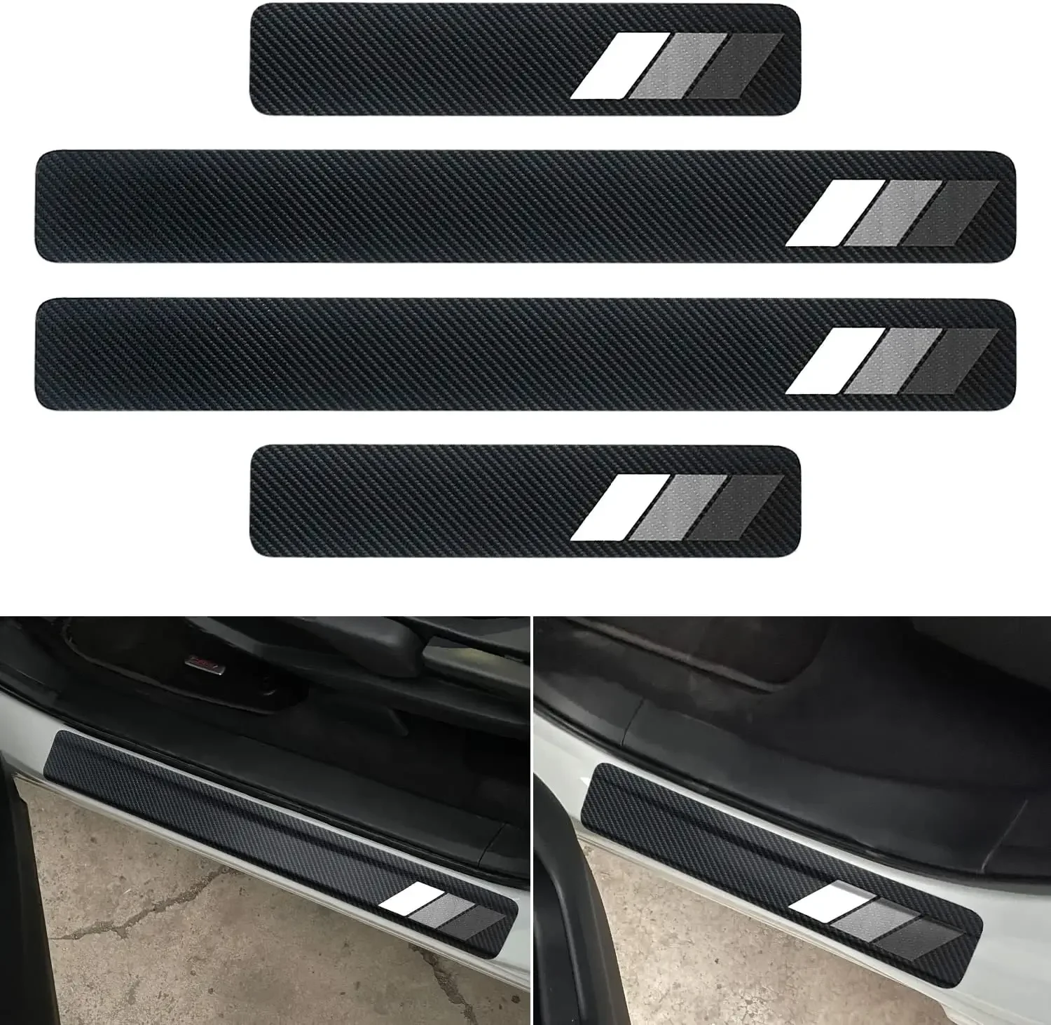 x4 Door Sill Protector for Toyota Tacoma TRD 4Runner Tundra Rav4 Highlander,Carbon Fibre TRD Offroad Door Sill Stickers Decals