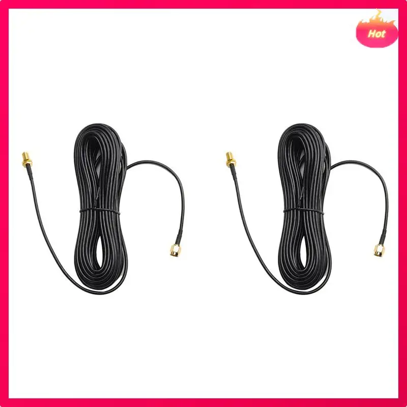 

ABYP 2Pcs 20M Extension Cables SMA Male To Female Coaxial Extension Cable Wifi Router Antenna Aerial Copper Plated Gold Cable