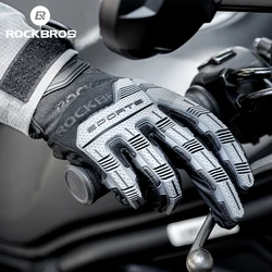 ROCKBROS Autumn Winter Cycling Gloves Windproof Thermal Warm Fleece Gloves Knuckle Protection Thickened Palm Pad Scooter Gloves