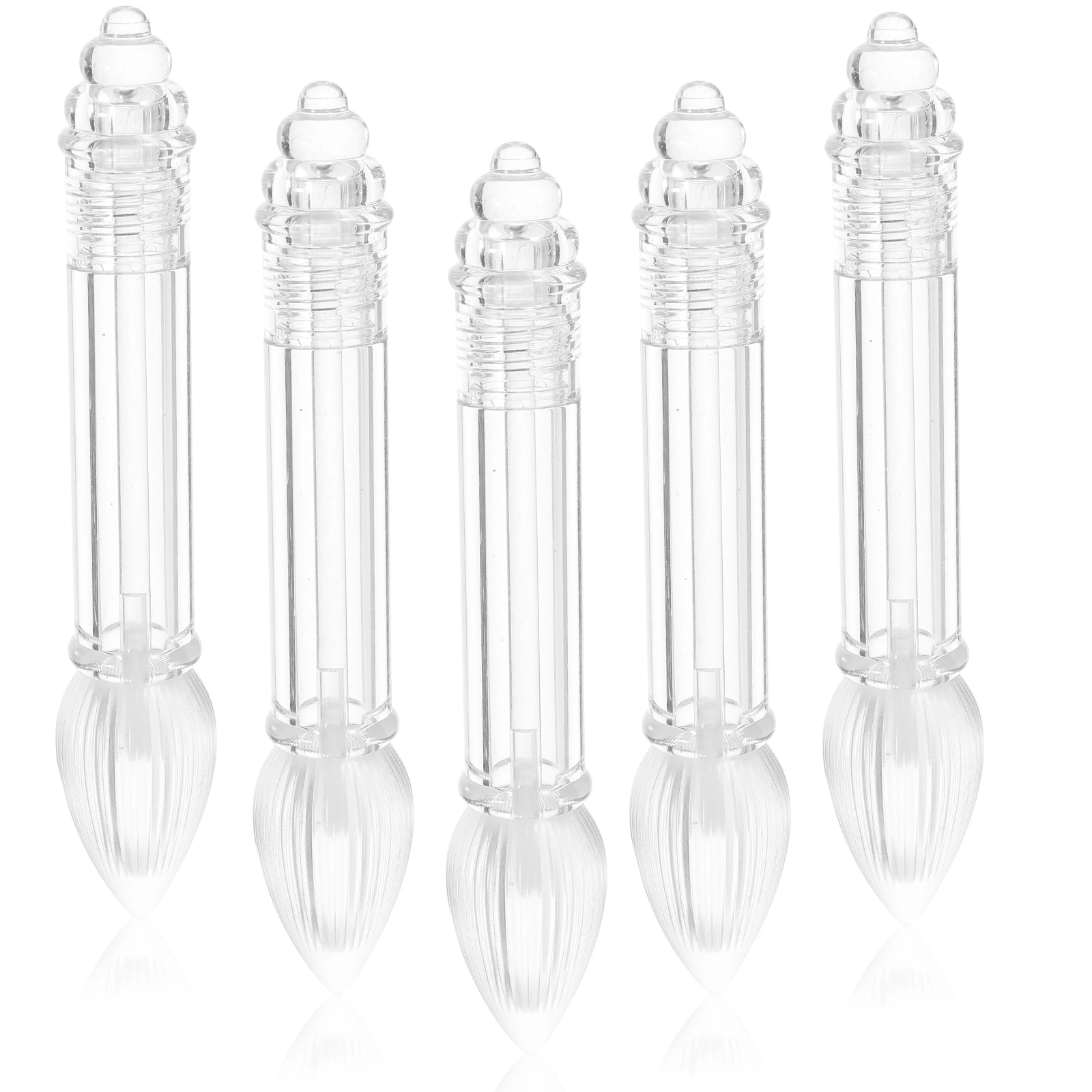 

6pcs Lip Gloss Tubes Empty Transparent ABS Material Refillable Writing Brush Containers Plastic DIY Longwear Waterproof