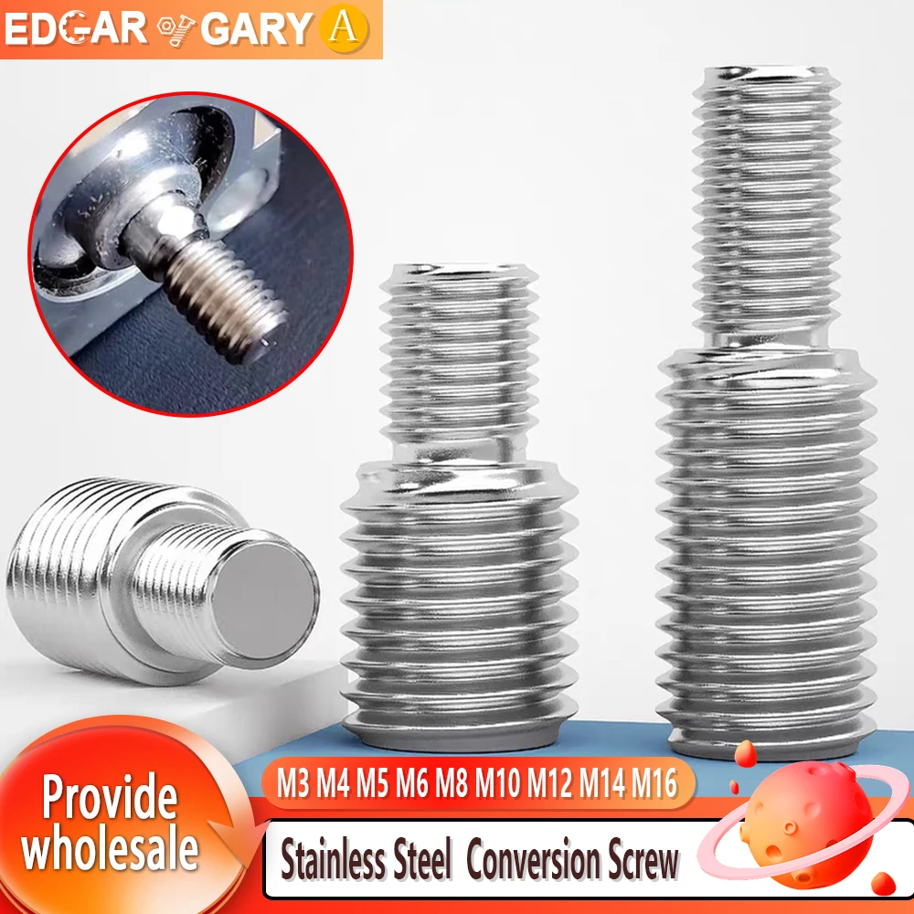 Stainless Steel Conversion Screw M3 M4 M5 M6 M8 M10M12M14M16 Metric Thread Double-end Converter Reducing Bolt For Camera Adapter