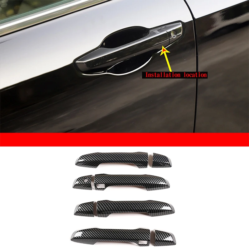 ABS Carbon Fiber Car Styling Car Outer Door Handle Cover Trims Sticker 8 Pcs For Honda CRV 2017 2018 2019 Car Accessories