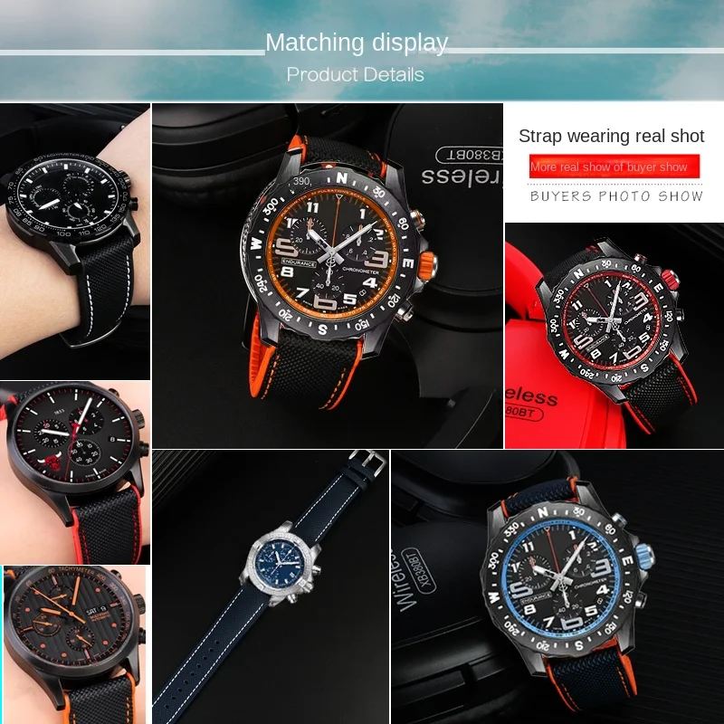 Dla Breitling seiko Mido Tag Heuer pasek do zegarka na płótnie Nylon gumowy 20 22mm 24mm wodoodporny zegarek męski zielony niebieski akcesoria