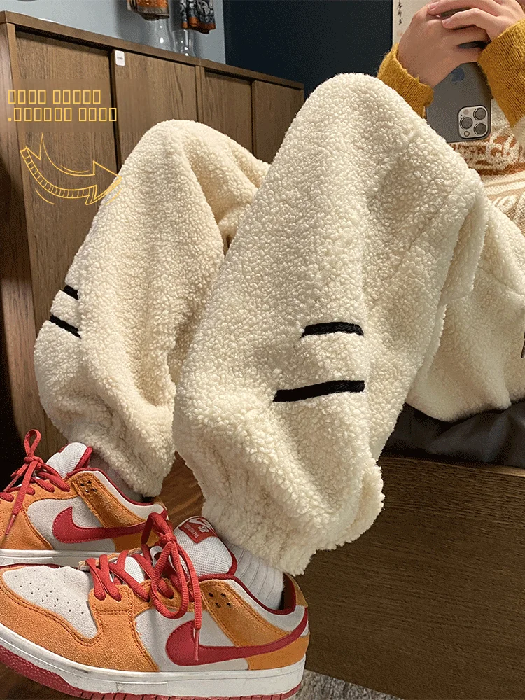 

Мужские брюки из овечьей шерсти с начесом, зимние теплые штаны с завязками, морозостойкие до -40 градусов, хлопковые спортивные штаны