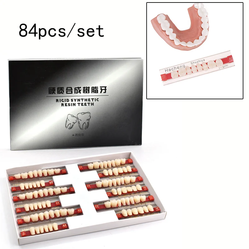 

84 Pcs/Set Dental Acrylic Resin Teeth Denture Set A2 Shades Full Teeth Models For Dentists Lab