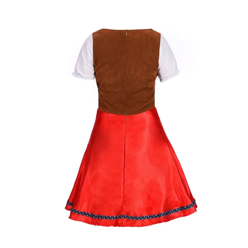 Adult Germany Oktoberfest Beer Girl Costume Bavaria Wench Beer Maid Festival Party Dress With Hat