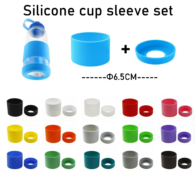 6.5cm Silicone Cup Cover Set Glass Insulated Cup Cover Cup Bottom Cover Threaded Design Heat Insulation Anti Slip Wear-resistant