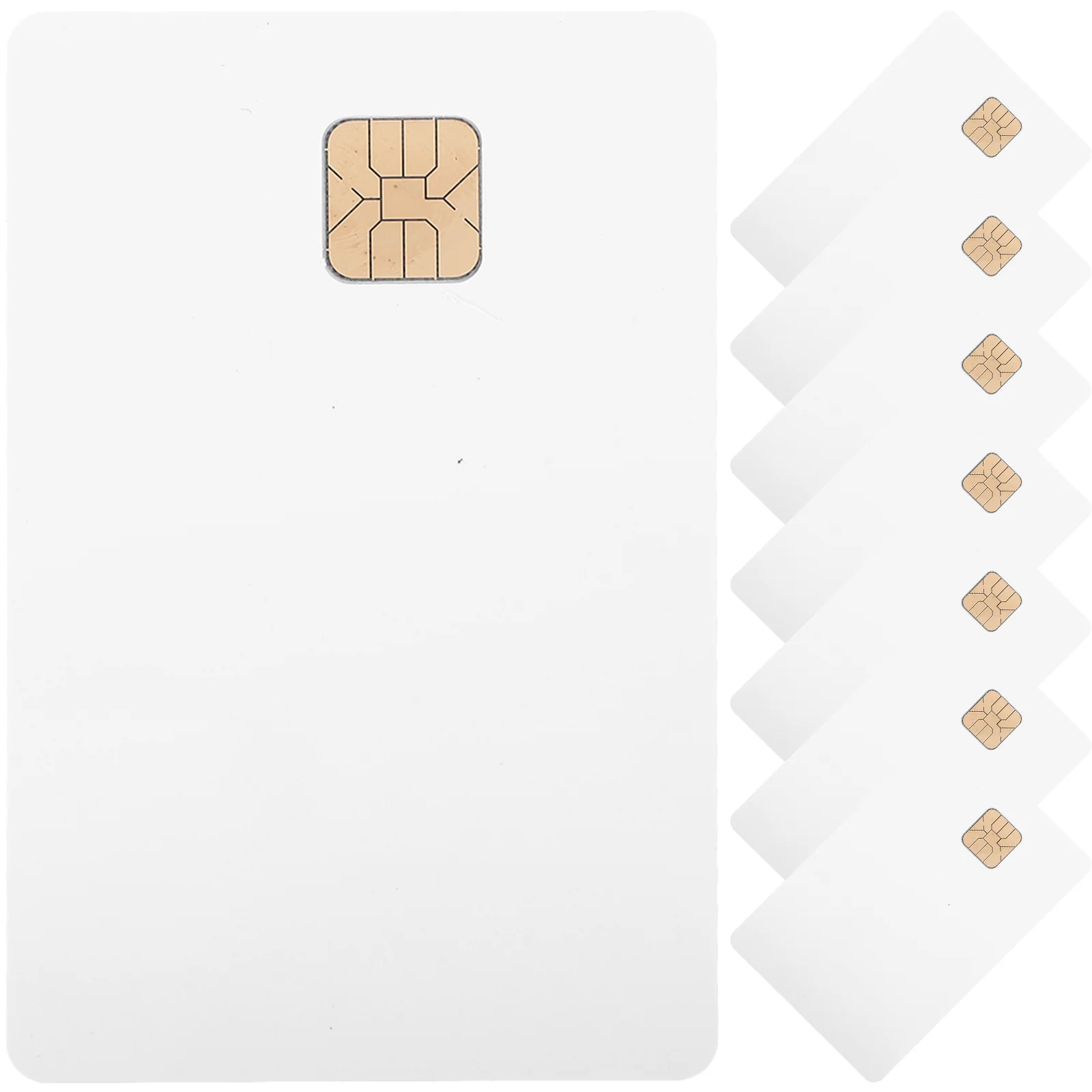

8 Pcs Blank Credit Cards with Chips White Pvc Ordinary Plastic Tags