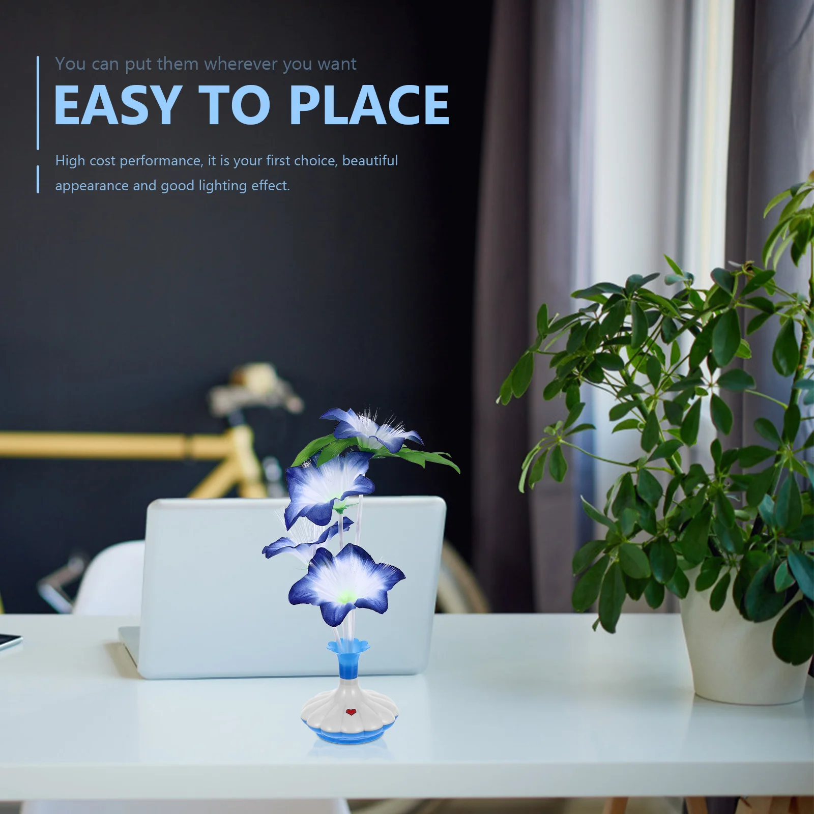 

4Pcs LED Fiber Optic Artificial Flower Vase Lights Colorful Desktop Decorative Lamp Warm Light for Bedroom Hotel Club