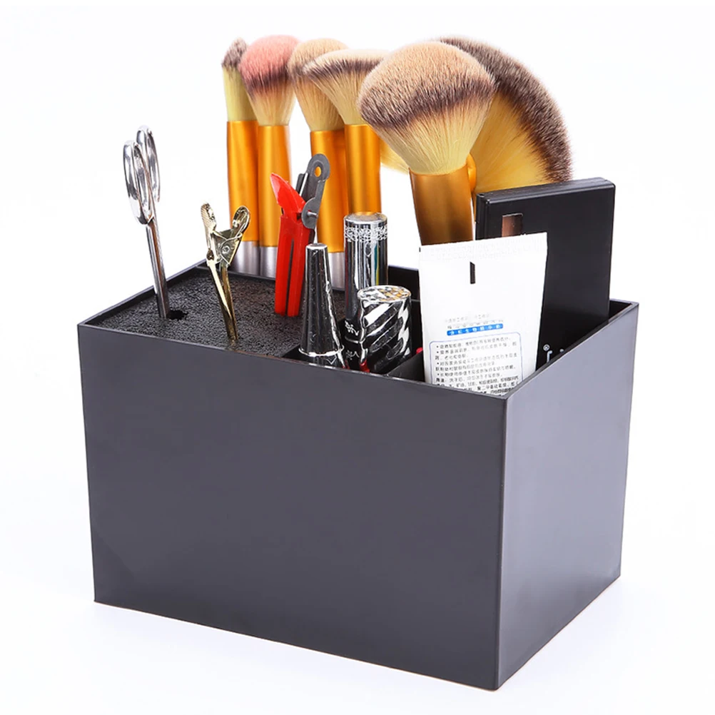 

1 шт., держатель для ножниц премиум-класса для парикмахерской, подставка, 6 отделений, коробка для хранения, черный прочный органайзер для инструментов для укладки