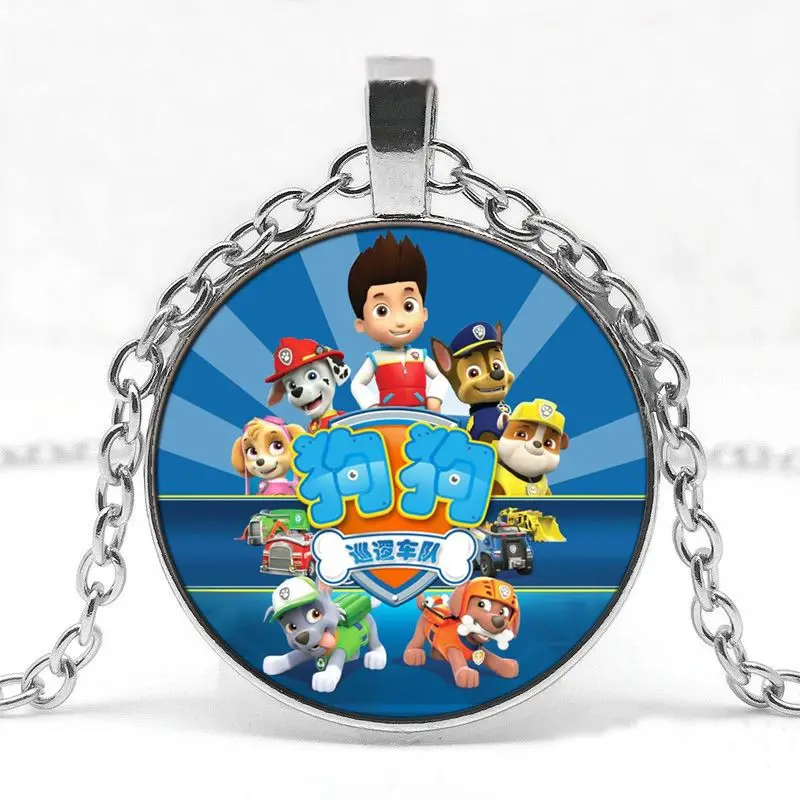 Paw Patrol Glass Time Gem Pendant Necklace Doggy Patrol Children Gift Cute Cartoon Jewelry for Kids Boys Girls Birthday Present view 3