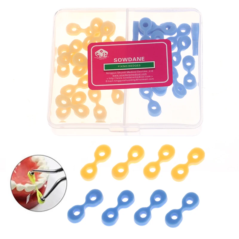 40 pz/scatola cunei di fissaggio in gomma elastica dentale matrici a matrice diga separatore di denti composito strumenti di accessori per odontoiatria