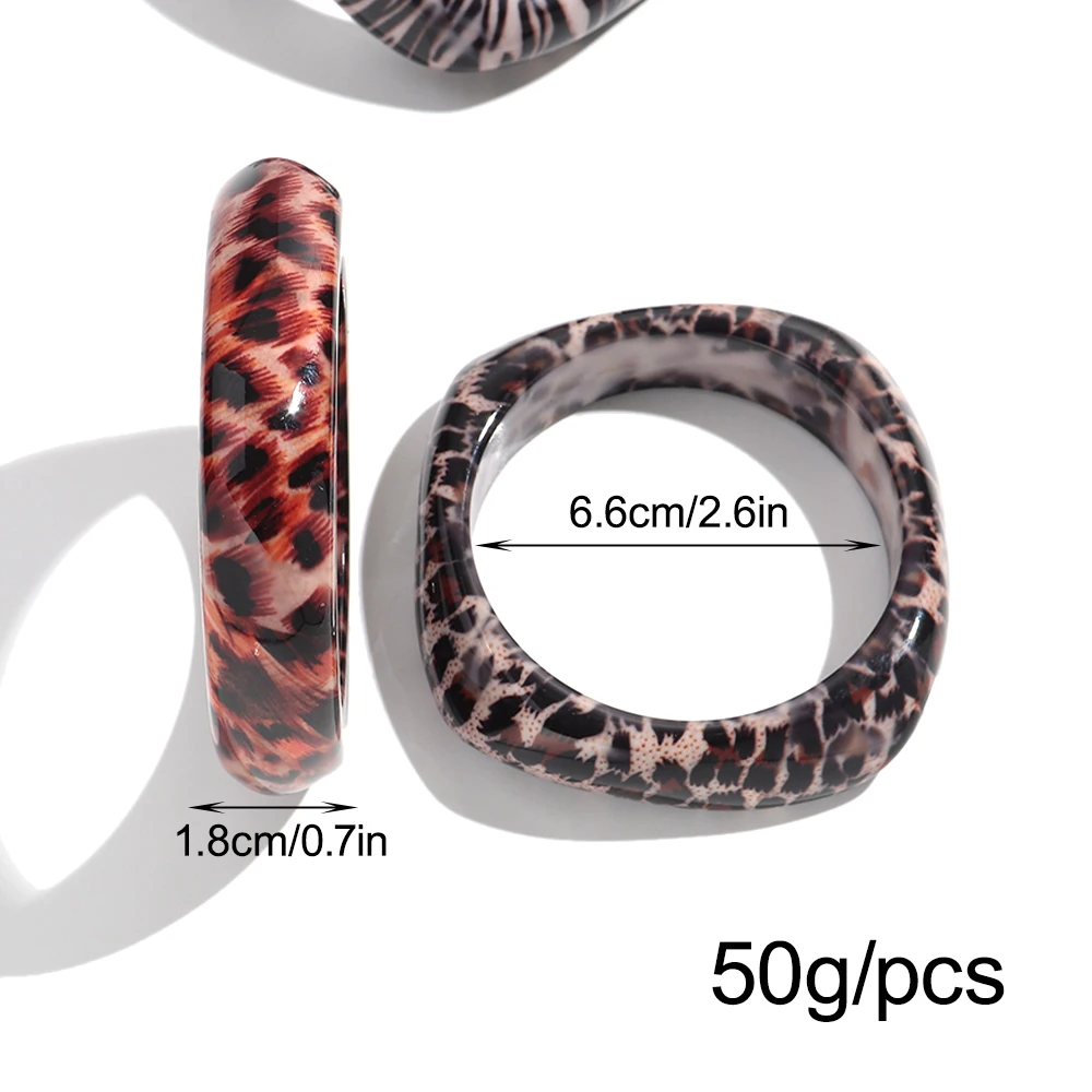 Klassische Harz Leopard Geometrische Chunk Armreif Armbänder für Frauen Retro Acryl Unregelmäßige Breite Manschette Armreifen Schmuck Geschenke – Detail 1