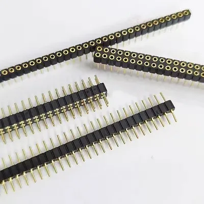 5PCS 1x40P 2X40 2,54mm 2,0mm runde loch zinn gold weibliche nadel einreihige 0,1 "zerbrechliche PCB IC kristalltransistor buchsen