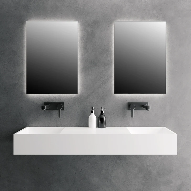 고급 인조 대리석 벽걸이 세면대, 인기 판매 중인 모던 럭셔리 솔리드 서피스 욕실 싱크대