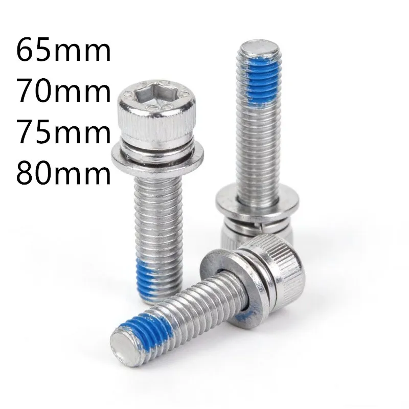 

5 Pcs M6 M10 M12 304 Stainless Cylindrical Head Hex Socket Three-Combination Dispensing Anti-Loosening Extended Version Screws