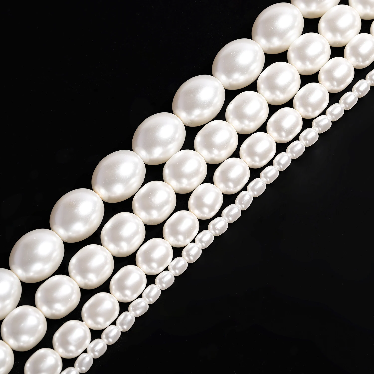 Oval shaped White Imitation Pearls Glass Loose Spacer Beads For Jewelry Making DIY earring  Bracelets  Accessories 4/10/12/15mm