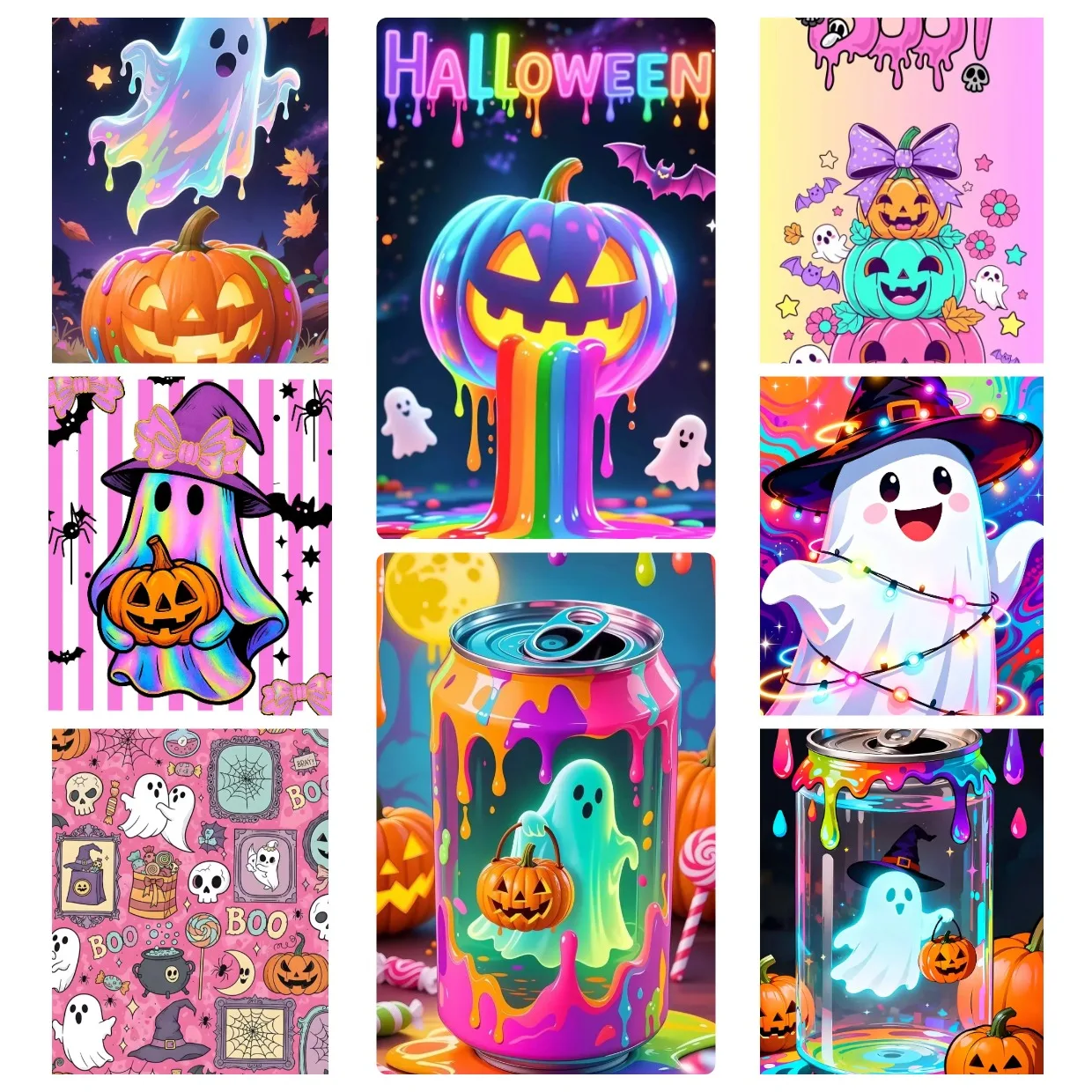 Halloween Colorful Candy‑tone Spooky Ghost Jigsaw Puzzles 500/1000/1200/2000PCS Handmade Art Exquisite Home Decor Gift No Frame