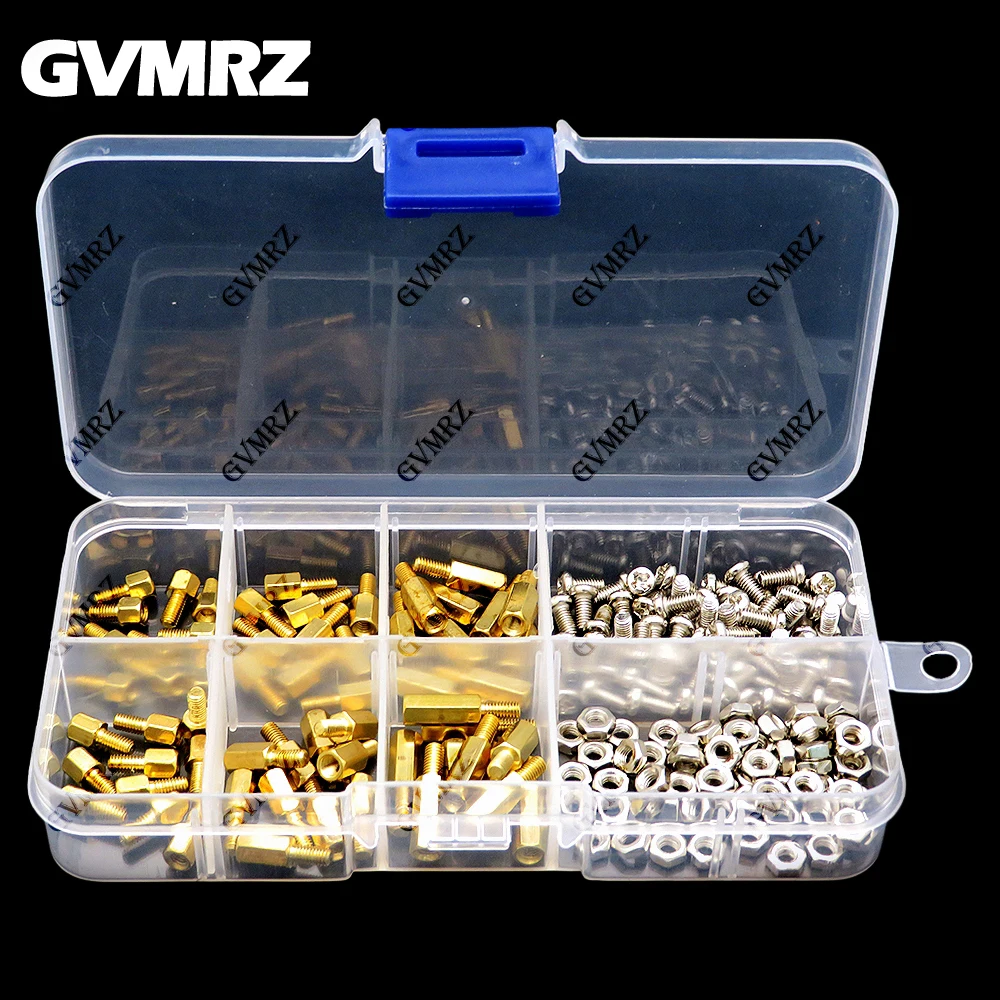 180PCS M3 Brass Hex Column Standoff Support Spacer Pillar M3 Screw Nut For PCB Board