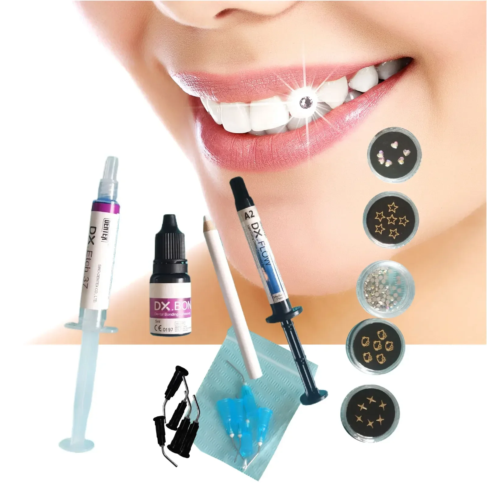 2024 New arrived best sale Tooth gem kit Teeth decoration Jewelry Professional Tooth gems Adhesive flowable glue kit